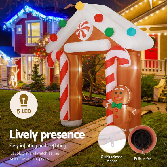Jingle Jollys Christmas Inflatable Archwary Ginger 2.8M Illuminated Decorations - RnR Galore