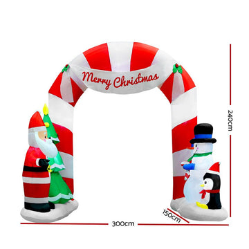 Jingle Jollys Christmas Inflatable Archwary Santa 3M Illuminated Decorations - RnR Galore