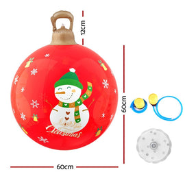 Jingle Jollys Christmas Inflatable Ball 60cm Illuminated Led Snowman Xmas Decor - RnR Galore