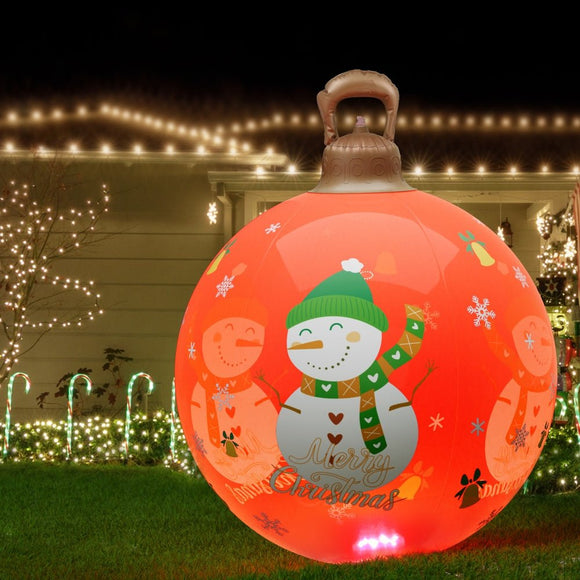 Jingle Jollys Christmas Inflatable Ball 60cm Illuminated Led Snowman Xmas Decor - RnR Galore