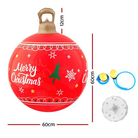Jingle Jollys Christmas Inflatable Ball 60cm Led Illuminated Xmas Decoration Red - RnR Galore