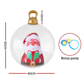 Jingle Jollys Christmas Inflatable Ball 60cm Santa Decoration Giant Bauble Clear - RnR Galore