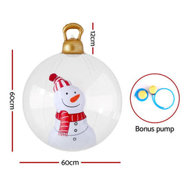 Jingle Jollys Christmas Inflatable Ball 60cm Snowman Decoration Giant Bauble - RnR Galore