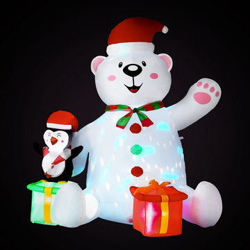 Jingle Jollys Christmas Inflatable Bear 1.8M Height LED Outdoor Decorations Illuminated - RnR Galore