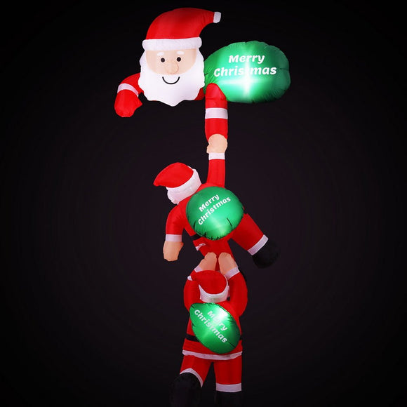 Jingle Jollys Christmas Inflatable Climbing Santa 2.5M Height LED Decorations Illuminated - RnR Galore