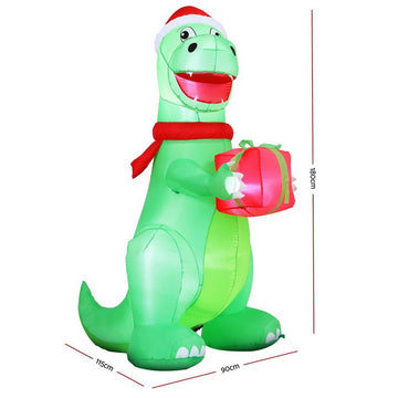 Jingle Jollys Christmas Inflatable Dinosaur 1.8M Height LED Decorations Illuminated - RnR Galore