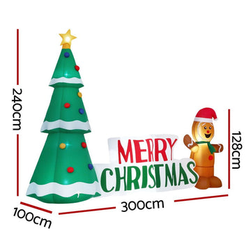 Jingle Jollys Christmas Inflatable Gingerbread Man 1.5M Height LED Decorations Illuminated - RnR Galore