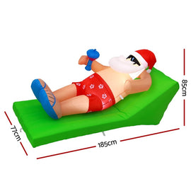 Jingle Jollys Christmas Inflatable Santa Bench 1.8M LED Illuminated Decorations - RnR Galore