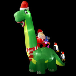 Jingle Jollys Christmas Inflatable Santa Dinosaur 3.8M Illuminated Decorations - RnR Galore