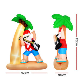 Jingle Jollys Christmas Inflatable Santa Guitar 2.1M Led Illuminated Decorations - RnR Galore