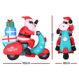 Jingle Jollys Christmas Inflatable Santa Motorbike LED Illuminated Decorations - RnR Galore