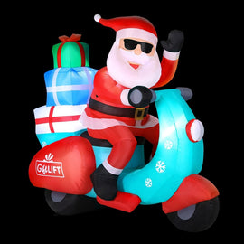 Jingle Jollys Christmas Inflatable Santa Motorbike LED Illuminated Decorations - RnR Galore