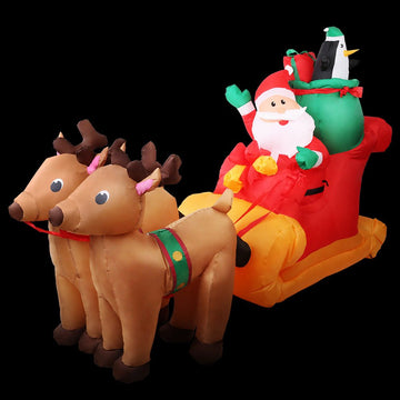 Jingle Jollys Christmas Inflatable Santa Sleigh 2.2M Illuminated Decorations - RnR Galore