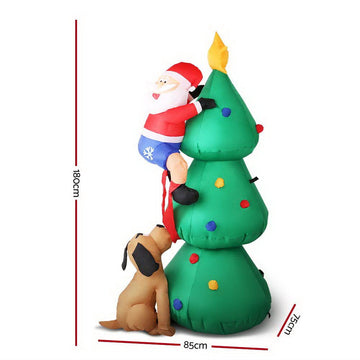Jingle Jollys Christmas Inflatable Santa Tree 1.8M Illuminated Decorations - RnR Galore
