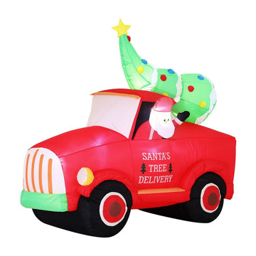 Jingle Jollys Christmas Inflatable Santa Truck 1.6M Height LED Decorations Illuminated - RnR Galore