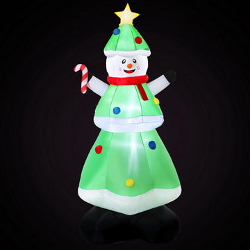 Jingle Jollys Christmas Inflatable Snowman Tree 2.75M Height LED Decorations Illuminated - RnR Galore