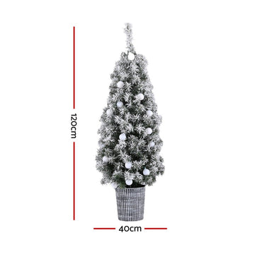 Jingle Jollys Christmas Tree 1.2M Potted Snowy Xmas Tree - RnR Galore