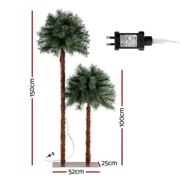 Jingle Jollys Christmas Tree 1.5+1m LED Xmas Palm Tree Party Decorations 2 in 1 - RnR Galore