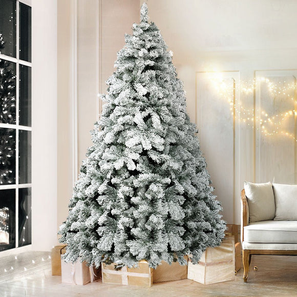 Jingle Jollys Christmas Tree 1.8m Snow Flocked Xmas Tree Decorations 468 Tips - RnR Galore
