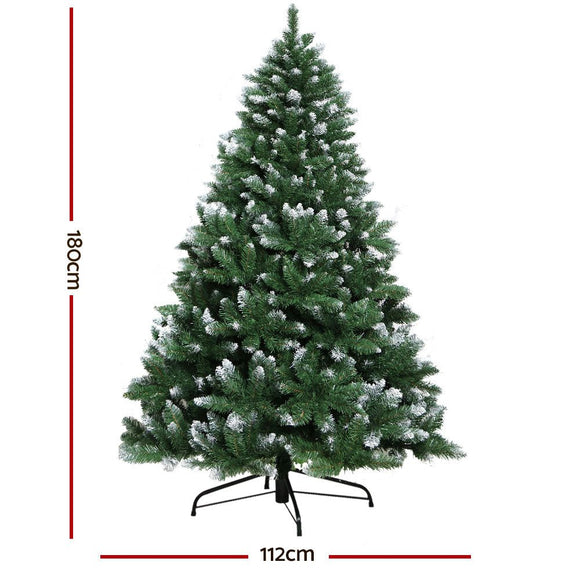 Jingle Jollys Christmas Tree 1.8m Snowy Xmas Tree Decoration 650 Tips - RnR Galore