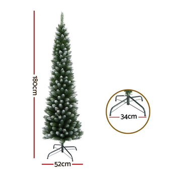 Jingle Jollys Christmas Tree 1.8m Xmas Tree Decorations Snowy 300 Tips - RnR Galore
