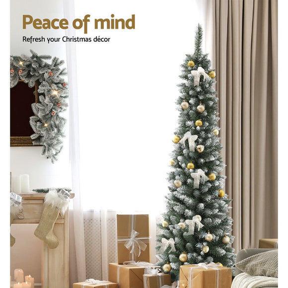Jingle Jollys Christmas Tree 1.8m Xmas Tree Decorations Snowy 300 Tips - RnR Galore