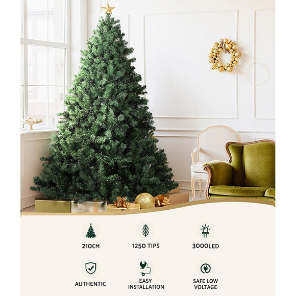 Jingle Jollys Christmas Tree 2.1M Xmas Tree Decorations 3000 LEDs 8 Light Mode - RnR Galore