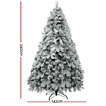 Jingle Jollys Christmas Tree 2.4m Snow Flocked Xmas Tree Decorations 1165 Tips - RnR Galore