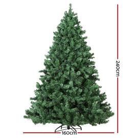 Jingle Jollys Christmas Tree 2.4M Xmas Tree Decorations 3190 LEDs 8 Light Mode - RnR Galore
