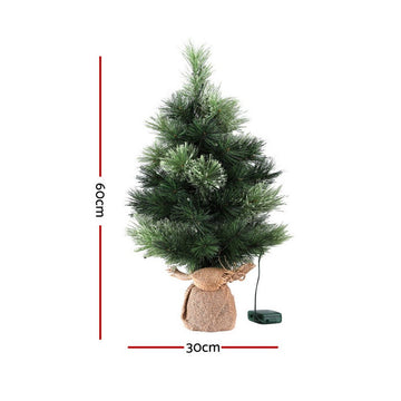 Jingle Jollys Christmas Tree 60CM Mini Tabletop 8 Light Modes Timer Xmas Tree - RnR Galore