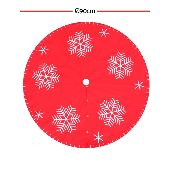 Jingle Jollys Christmas Tree Skirt 90cm Snowflake Ornaments Party Decorations - RnR Galore