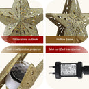 Jingle Jollys Christmas Tree Topper Star Snowflake Projector Party Glitter Gold - RnR Galore