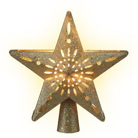 Jingle Jollys Christmas Tree Topper Star Snowflake Projector Party Glitter Gold - RnR Galore