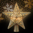 Jingle Jollys Christmas Tree Topper Star Snowflake Projector Party Glitter Gold - RnR Galore