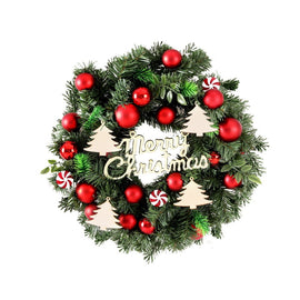 Jingle Jollys Christmas Wreath 40CM Xmas Garland Baubles Ornaments Party Decor - RnR Galore
