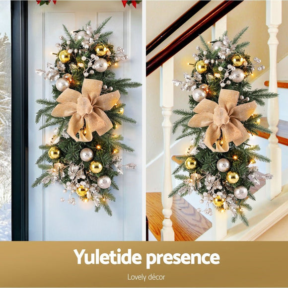 Jingle Jollys Hanging Christmas Garland 45cm Staircase Door Party Decor - RnR Galore