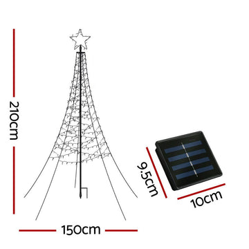 Jingle Jollys Solar Christmas Tree 2.1m 320 LED Net Lights Xmas Trees Decoration - RnR Galore