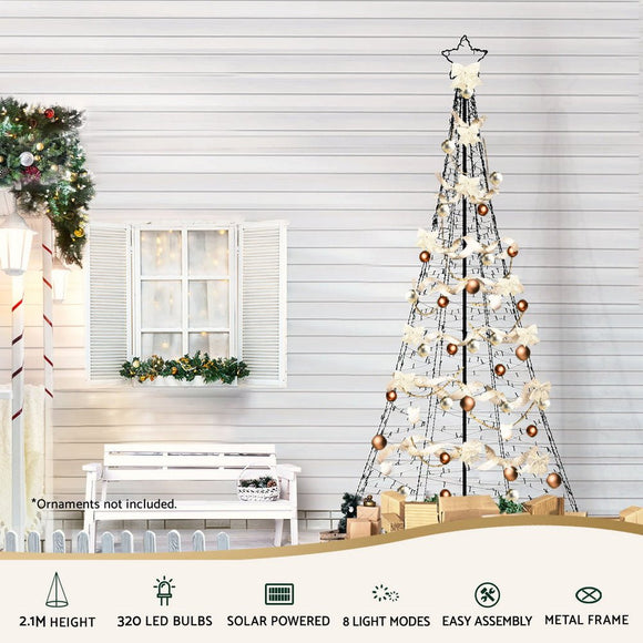 Jingle Jollys Solar Christmas Tree 2.1m 320 LED Net Lights Xmas Trees Decoration - RnR Galore
