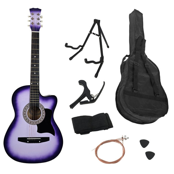 Karrera 38in Pro Cutaway Acoustic Guitar with guitar bag - Purple Burst - RnR Galore