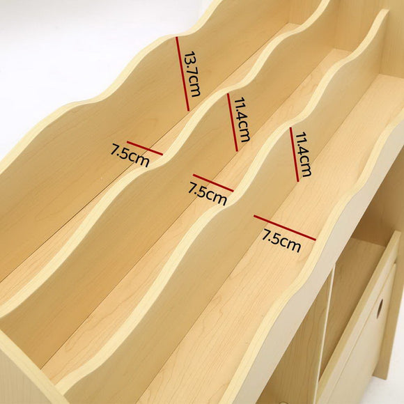 Keezi 3 Tiers Kids Bookshelf Storage Children Bookcase Toy Box Organiser Display - RnR Galore