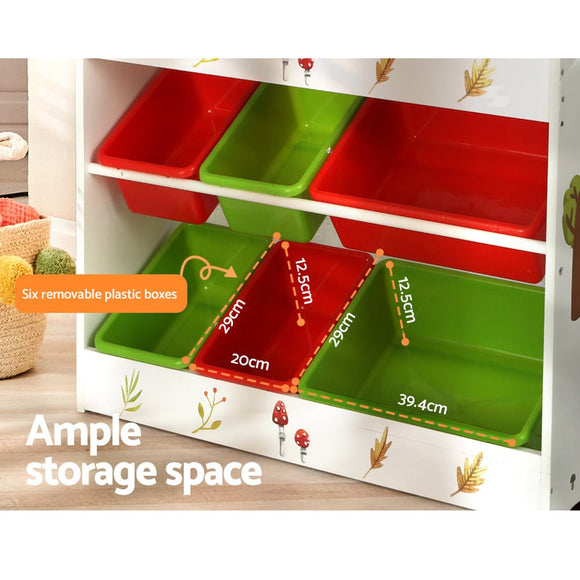 Keezi 3 Tiers Kids Bookshelf Storage Children Bookcase Toy Box Organiser Rack 6 Bins - RnR Galore