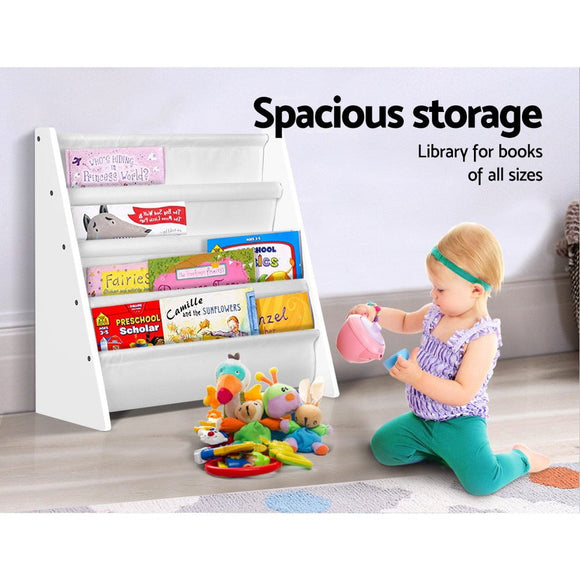 Keezi 4 Tiers Kids Bookshelf Magazine Shelf Children Bookcase Rack Organiser - RnR Galore