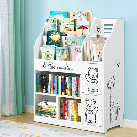 Keezi 4 Tiers Kids Bookshelf Storage Children Bookcase Toy Organiser Display - RnR Galore