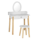 Keezi Kids Dressing Table Chair Set Wooden Leg Vanity Makeup Drawer Mirror - RnR Galore