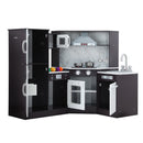 Keezi Kids Kitchen Play Set Wooden Pretend Cooking Playset w/Sounds Lights Black - RnR Galore