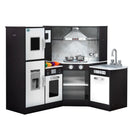 Keezi Kids Kitchen Play Set Wooden Pretend Cooking Playset w/Sounds Lights Black - RnR Galore