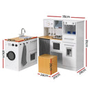 Keezi Kids Kitchen Playset 2 - Piece Wooden Pretend Play Coffee Maker Toy 80CM White - RnR Galore