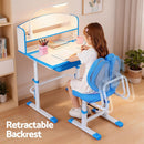 Keezi Kids Study Desk Chair Set Adjustable Ergonomic Table LED Lamp Blue - RnR Galore