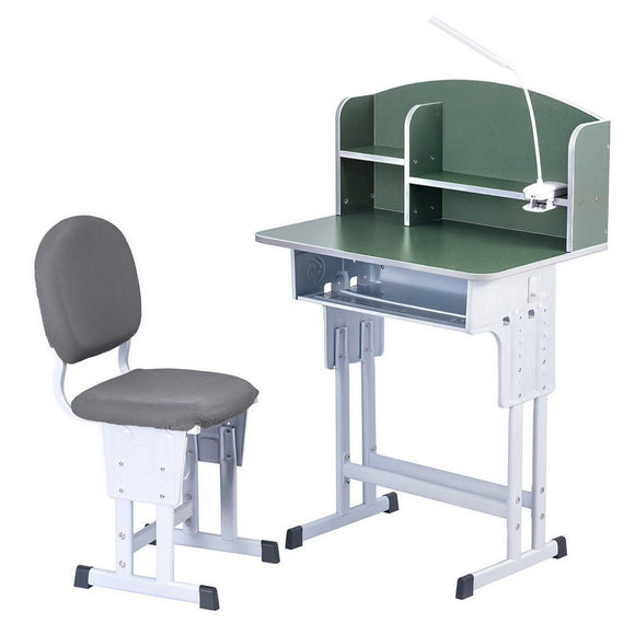 Keezi Kids Study Desk Chair Set Adjustable Ergonomic Table LED Lamp Green - RnR Galore