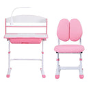 Keezi Kids Study Desk Chair Set Adjustable Ergonomic Table LED Lamp Pink - RnR Galore
